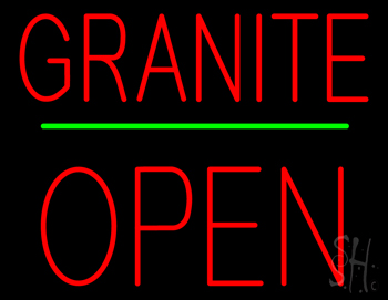 Granite Block Open Green Line LED Neon Sign