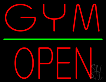 Gym Block Open Green Line LED Neon Sign