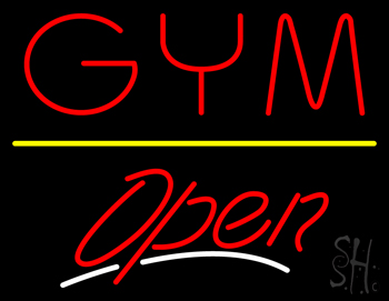 Gym Script2 Open Yellow Line LED Neon Sign