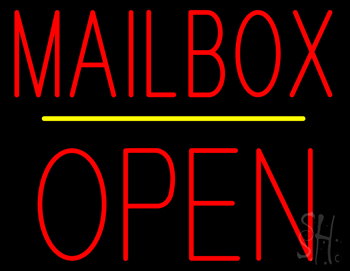 Mailbox Open Block Yellow Line LED Neon Sign