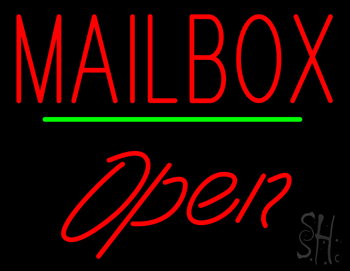 Mailbox Open Green Line LED Neon Sign