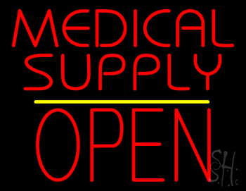 Medical Supply Block Open Yellow Line LED Neon Sign