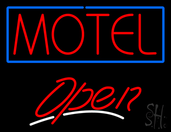 Motel With Blue Border Open LED Neon Sign