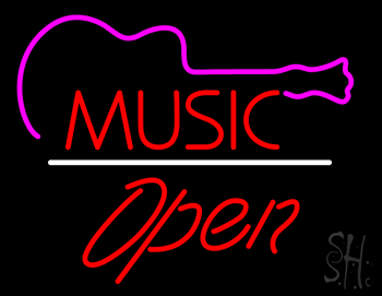Music Logo Open White Line LED Neon Sign