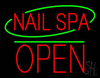Nails Spa Block Open Green Line LED Neon Sign