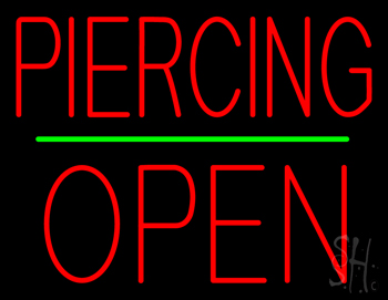 Piercing Block Open Green Line LED Neon Sign
