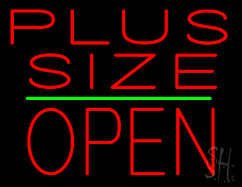 Plus Size Block Open Green Line LED Neon Sign