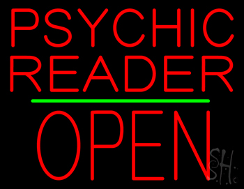 Psychic Reader Block Open Block Green Line LED Neon Sign