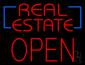 Red Real Estate Block Open LED Neon Sign