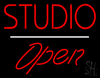 Studio Open White Line LED Neon Sign