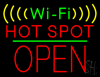 Wifi Hot Spot Block Open Green Line LED Neon Sign