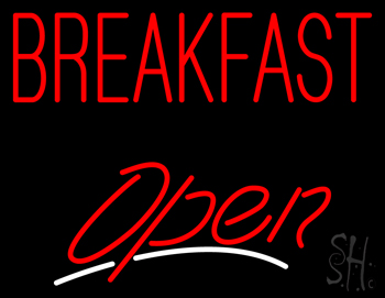 Red Breakfast Open LED Neon Sign