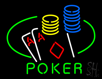 Poker Double Aces Table And Chips LED Neon Sign