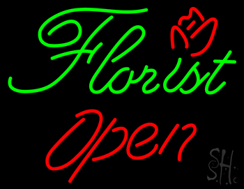 Green Florist Red Open LED Neon Sign