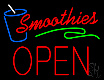 Red Smoothies Block Open LED Neon Sign