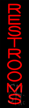 Vertical Red Restrooms LED Neon Sign