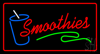 Red Smoothies With Glass Red Border LED Neon Sign