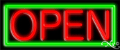 Green Border With Red Open LED Neon Sign
