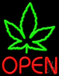 Open With Leaf Logo LED Neon Sign