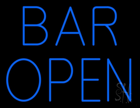 Blue Open Bar LED Neon Sign