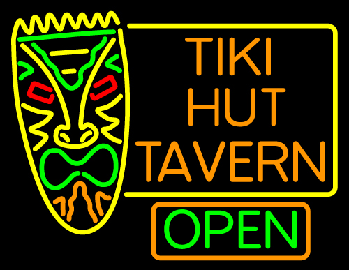 Tiki Hut Tavern Bar LED Neon Sign