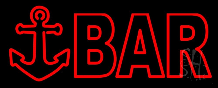 Double Stroke Red Bar With Anchor LED Neon Sign