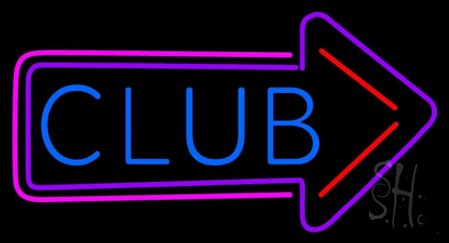 Club With Arrow LED Neon Sign