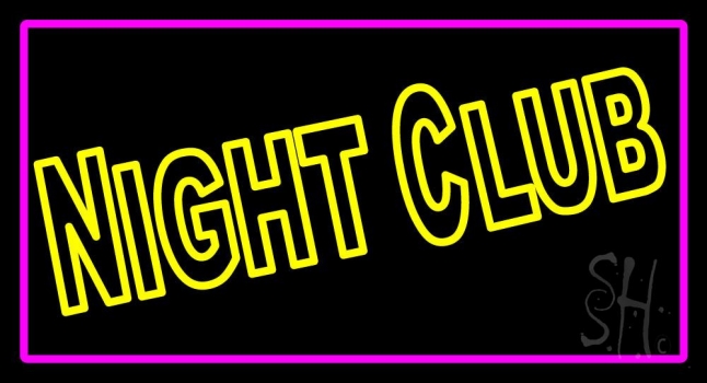 Double Stroke Yellow Night Club Pink Border LED Neon Sign