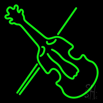 Green Violin LED Neon Sign