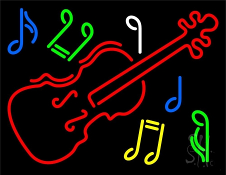 Violin Logo Block LED Neon Sign
