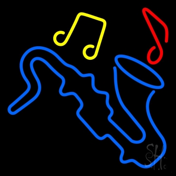 Saxophone With Musical Notes LED Neon Sign