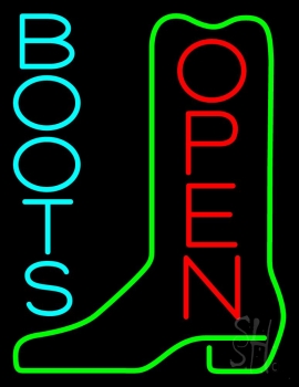 Turquoise Boots Open LED Neon Sign