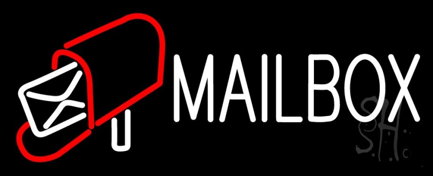 White Mailbox Red Logo LED Neon Sign
