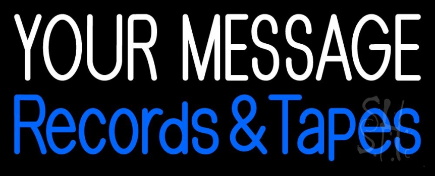 Custom Blue Records And Tapes LED Neon Sign