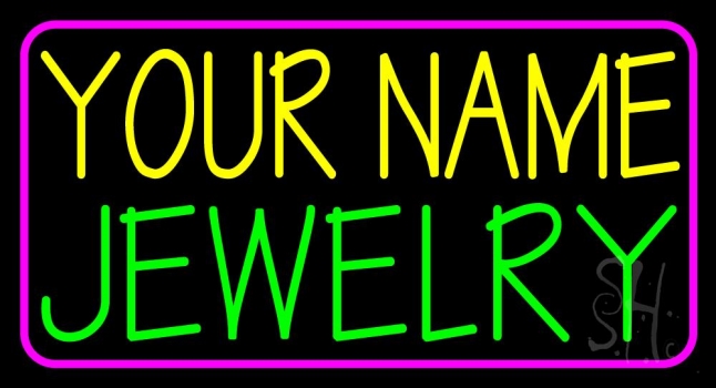 Custom Green Jewelry Pink Border LED Neon Sign