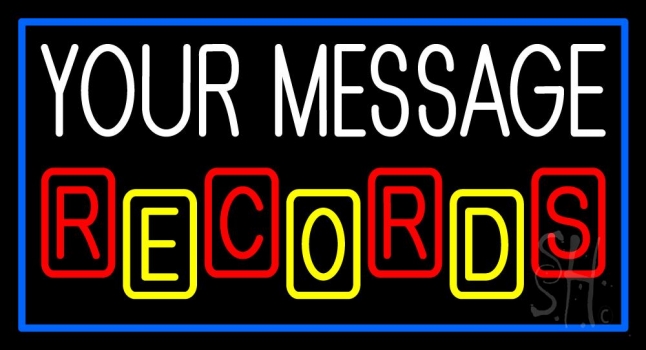 Custom Records Block Border Blue 2 LED Neon Sign