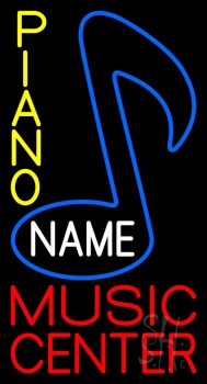 Custom Yellow Piano Vertical Red Music Center LED Neon Sign
