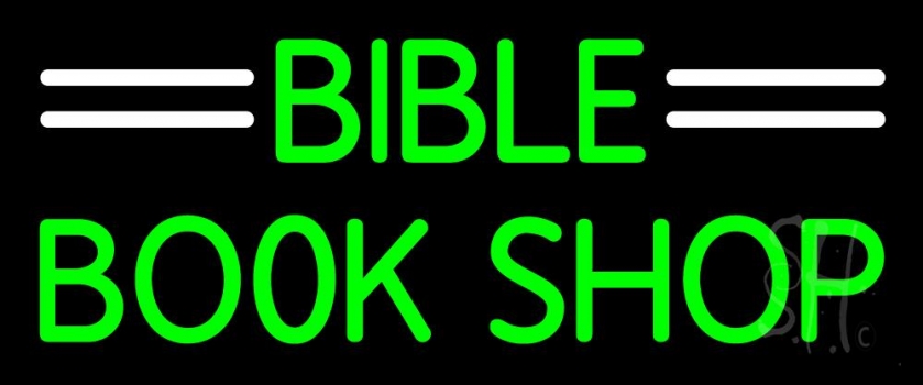 Green Bible Book Shop LED Neon Sign