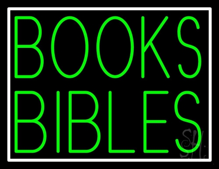 Green Books Bibles With Border LED Neon Sign