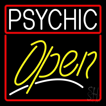 Psychic Red Border Yellow Open LED Neon Sign