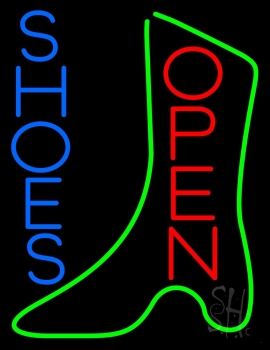 Vertical Blue Shoes Open LED Neon Sign