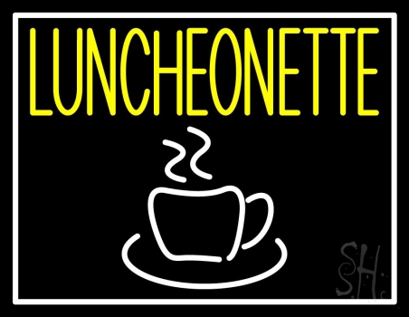 Luncheonette With Coffee Glass LED Neon Sign