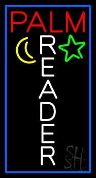 Vertical Palm Reader With Border LED Neon Sign