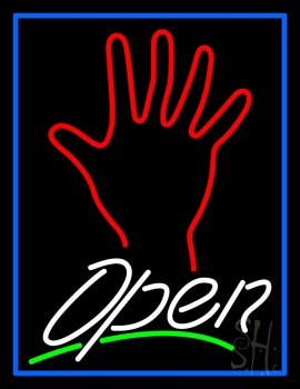 White Open Psychic Blue Border LED Neon Sign