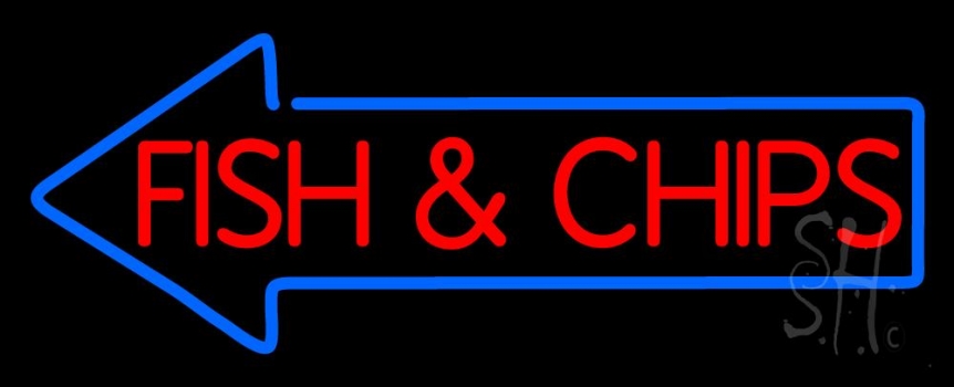 Red Fish And Chips With Arrow LED Neon Sign