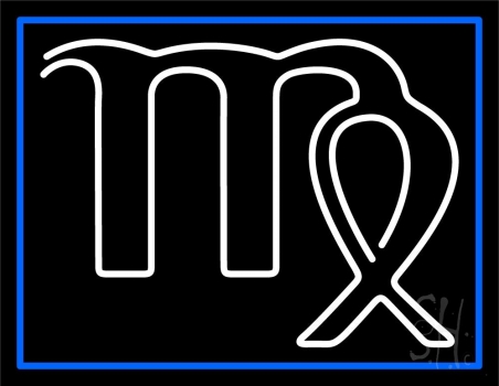 White Virgo Blue Border LED Neon Sign
