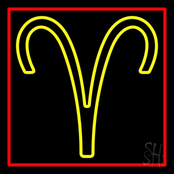 Yellow Aries Red Border LED Neon Sign