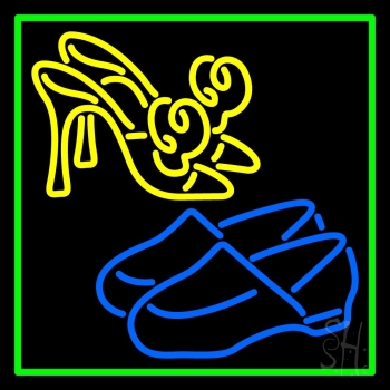 Heels Shoes With Green Border LED Neon Sign