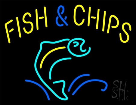 Yellow Fish And Chips LED Neon Sign