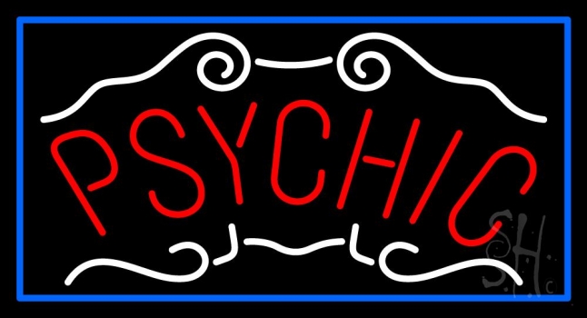Red Psychic Blue Border LED Neon Sign